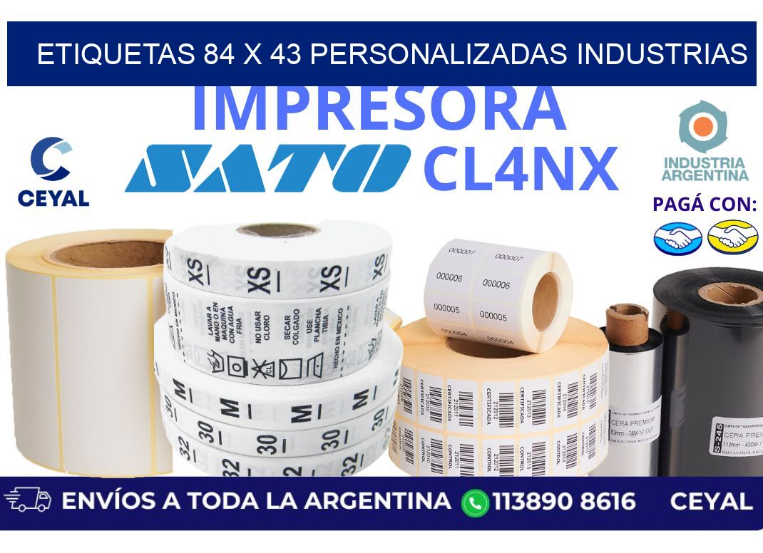 etiquetas 84 x 43 personalizadas industrias