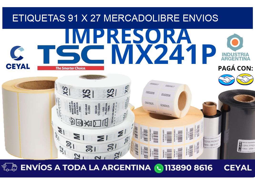 etiquetas 91 x 27 mercadolibre envios