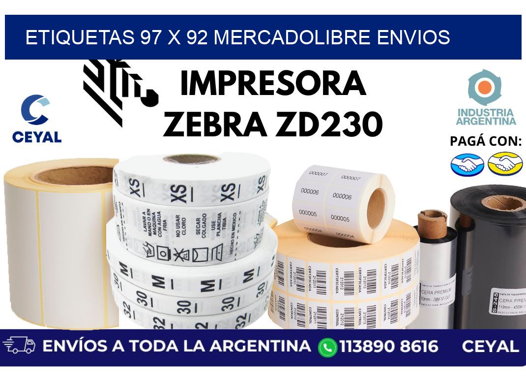 etiquetas 97 x 92 mercadolibre envios