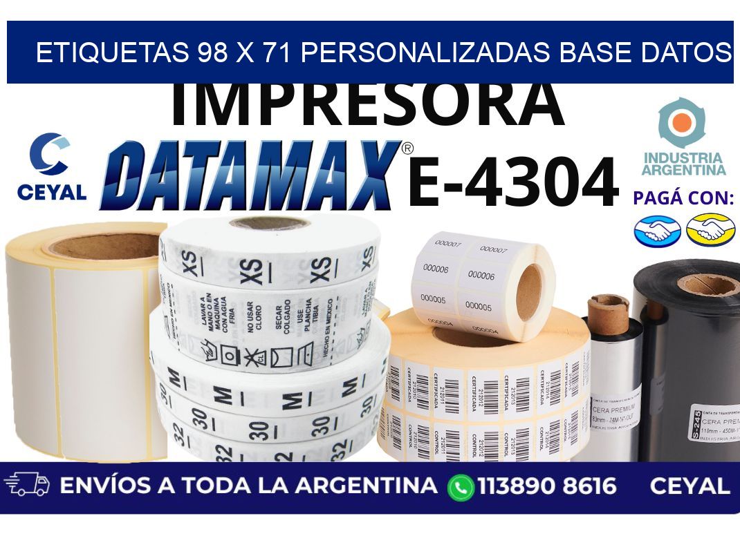 etiquetas 98 x 71 personalizadas base datos