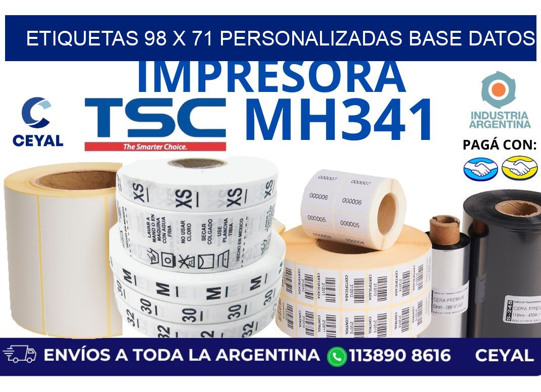 etiquetas 98 x 71 personalizadas base datos