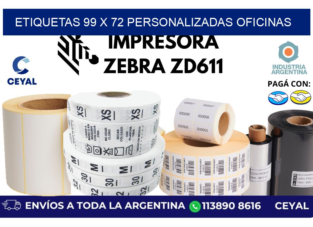 etiquetas 99 x 72 personalizadas oficinas