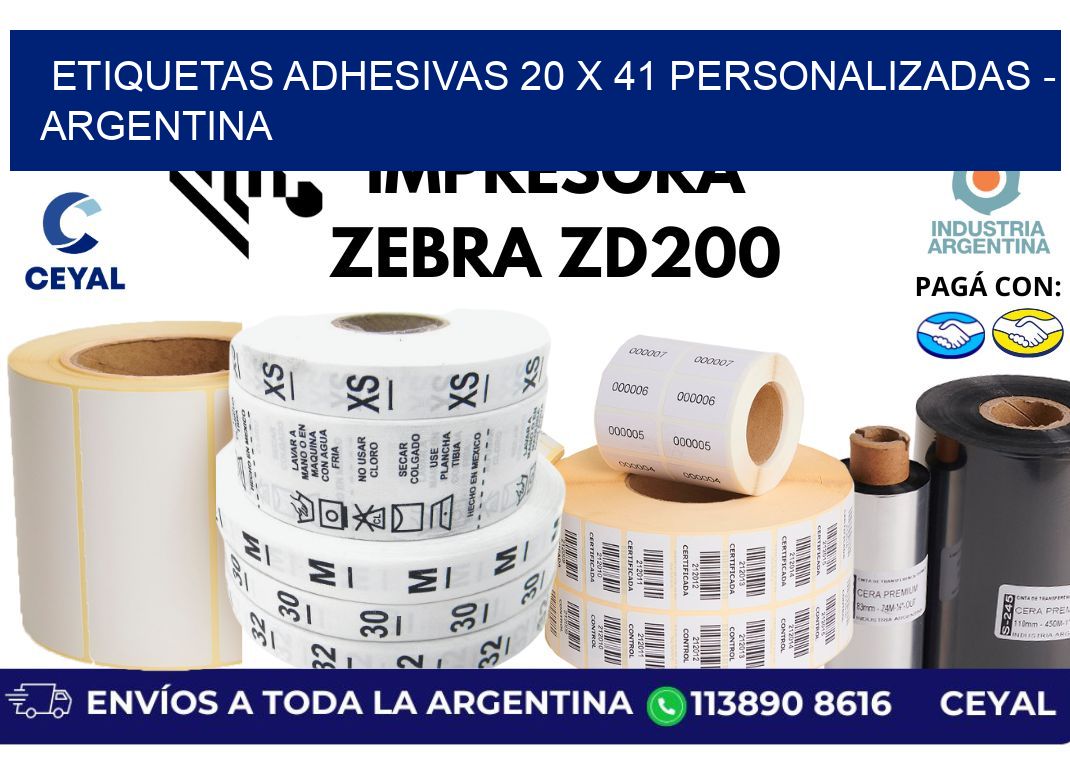 etiquetas adhesivas 20 x 41 personalizadas - Argentina