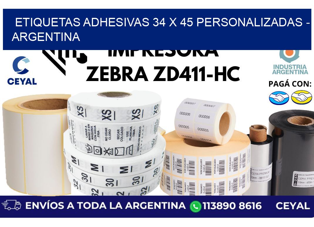 etiquetas adhesivas 34 x 45 personalizadas - Argentina