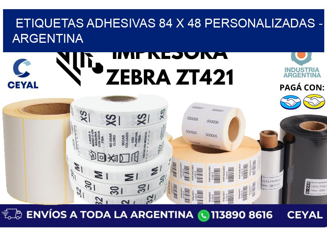 etiquetas adhesivas 84 x 48 personalizadas – Argentina