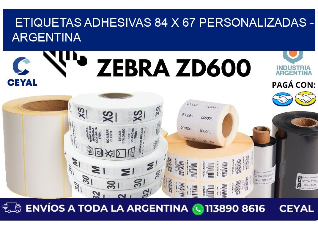 etiquetas adhesivas 84 x 67 personalizadas - Argentina