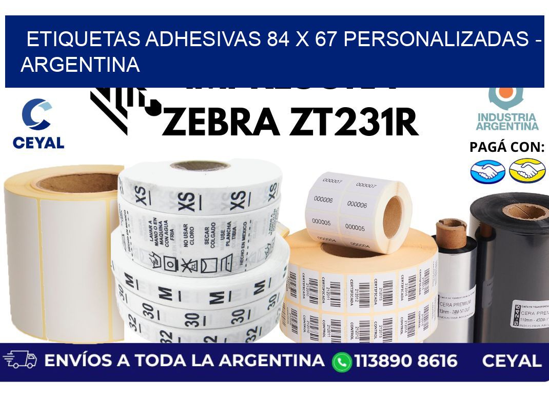 etiquetas adhesivas 84 x 67 personalizadas - Argentina