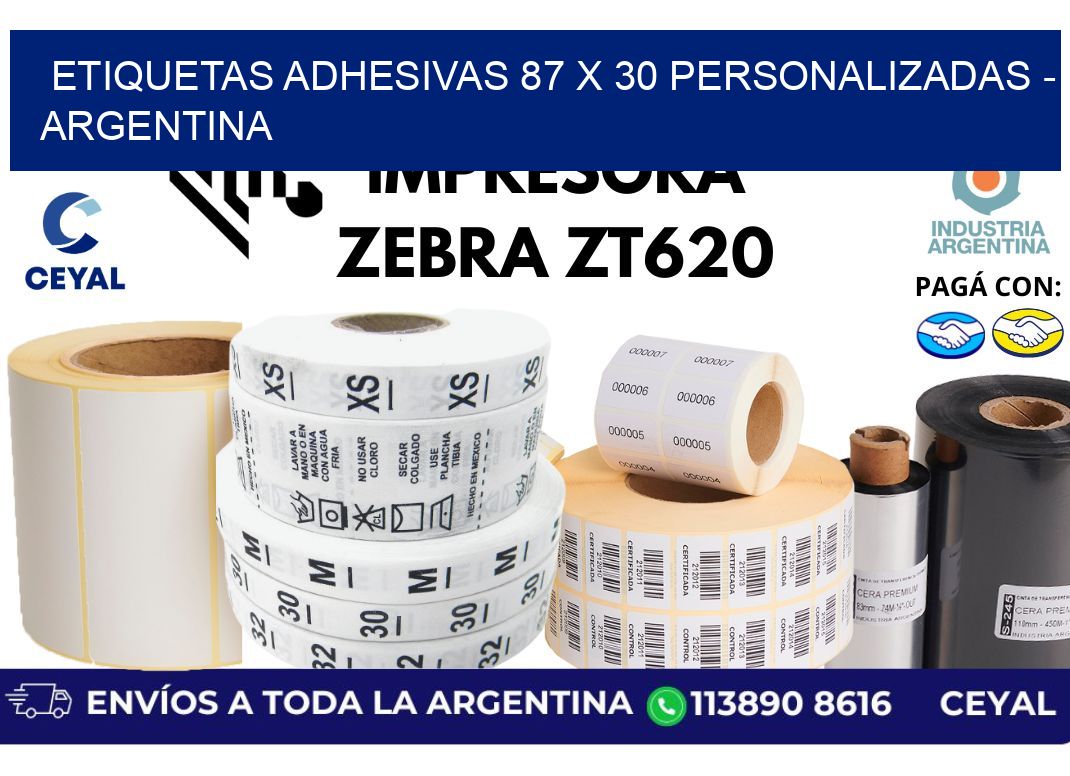 etiquetas adhesivas 87 x 30 personalizadas - Argentina