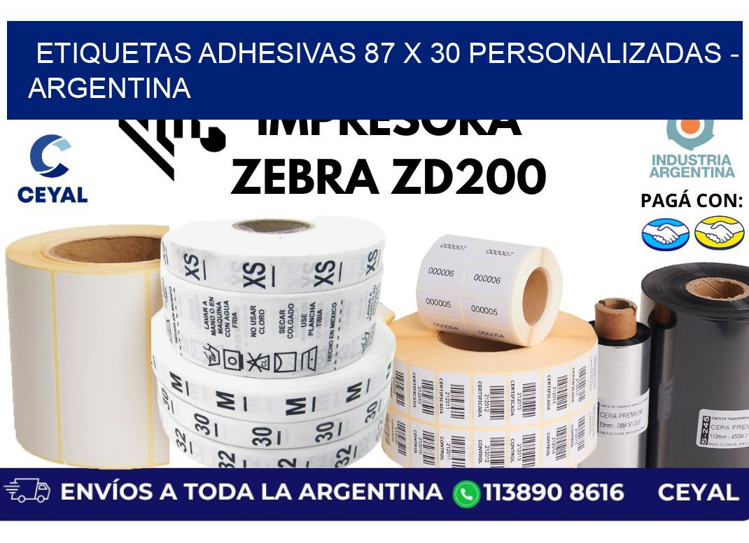 etiquetas adhesivas 87 x 30 personalizadas – Argentina