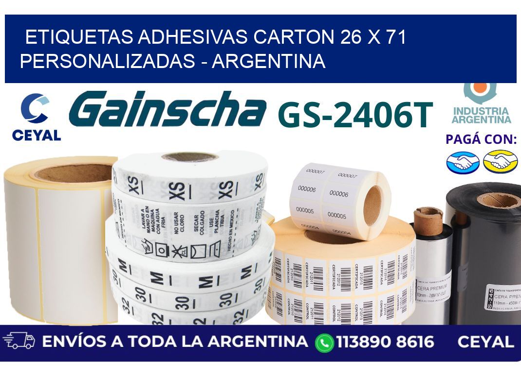 etiquetas adhesivas carton 26 x 71 personalizadas - Argentina