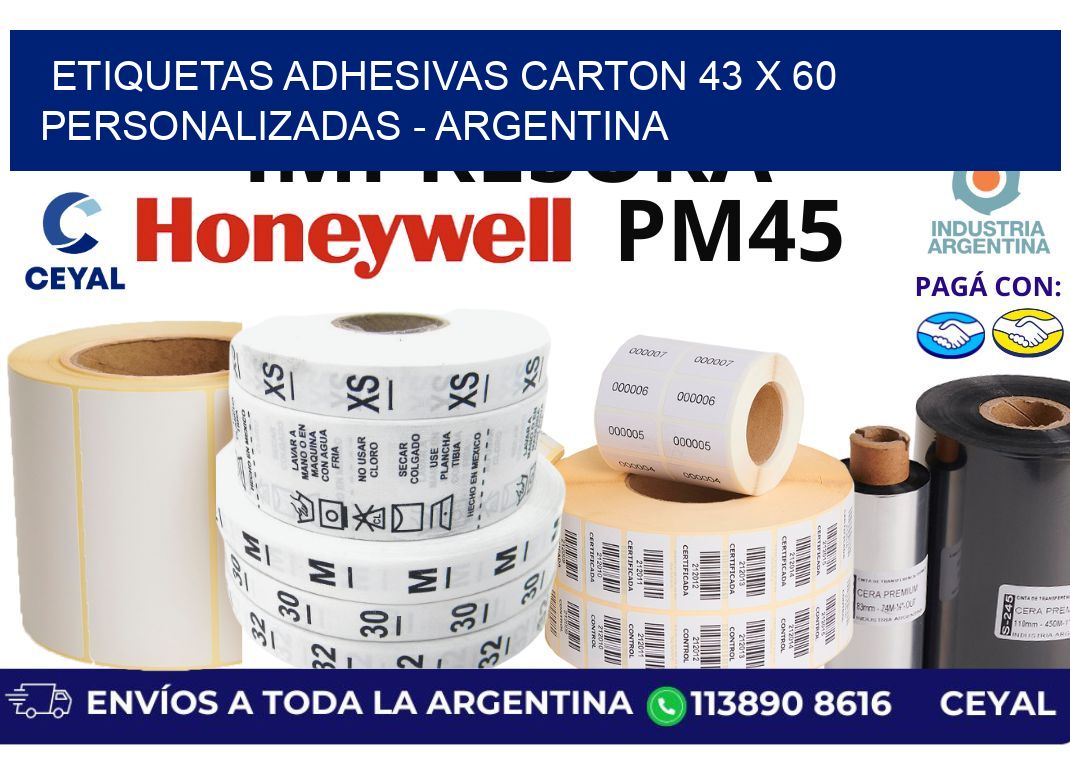etiquetas adhesivas carton 43 x 60 personalizadas - Argentina