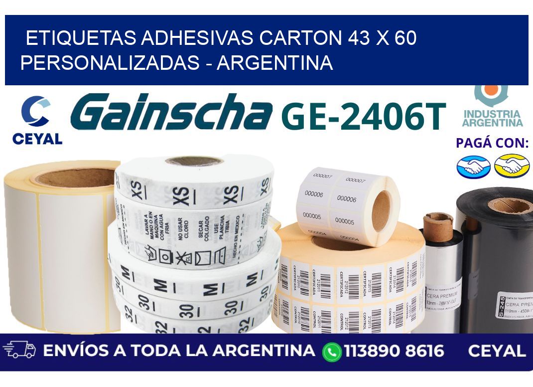 etiquetas adhesivas carton 43 x 60 personalizadas – Argentina