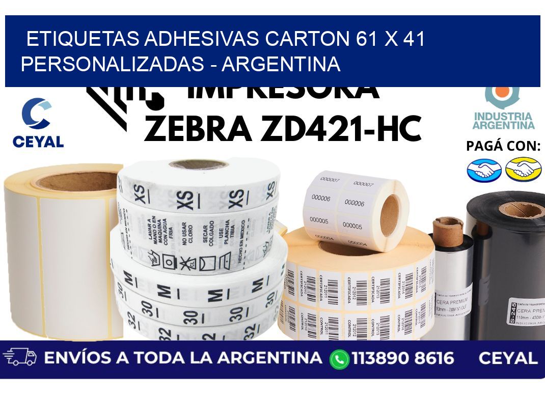 etiquetas adhesivas carton 61 x 41 personalizadas - Argentina