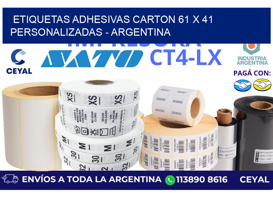 etiquetas adhesivas carton 61 x 41 personalizadas - Argentina