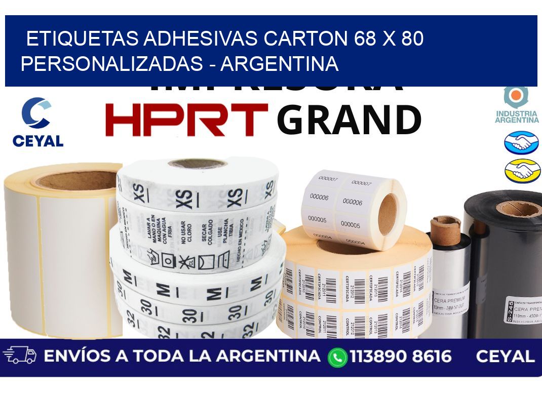 etiquetas adhesivas carton 68 x 80 personalizadas - Argentina