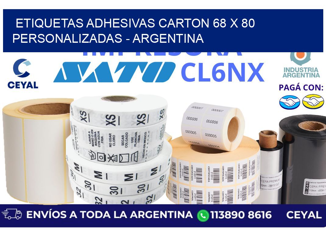 etiquetas adhesivas carton 68 x 80 personalizadas - Argentina