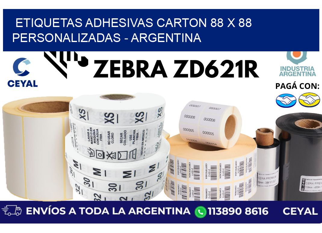 etiquetas adhesivas carton 88 x 88 personalizadas - Argentina