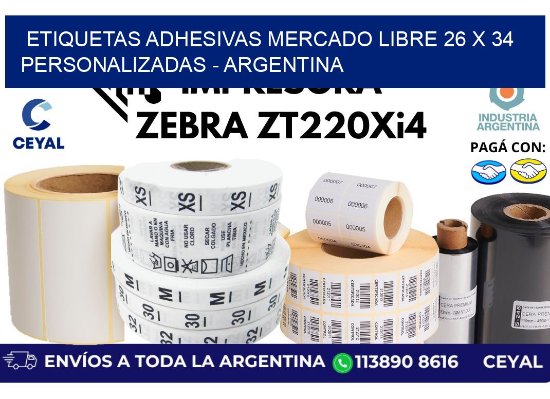 etiquetas adhesivas mercado libre 26 x 34 personalizadas - Argentina