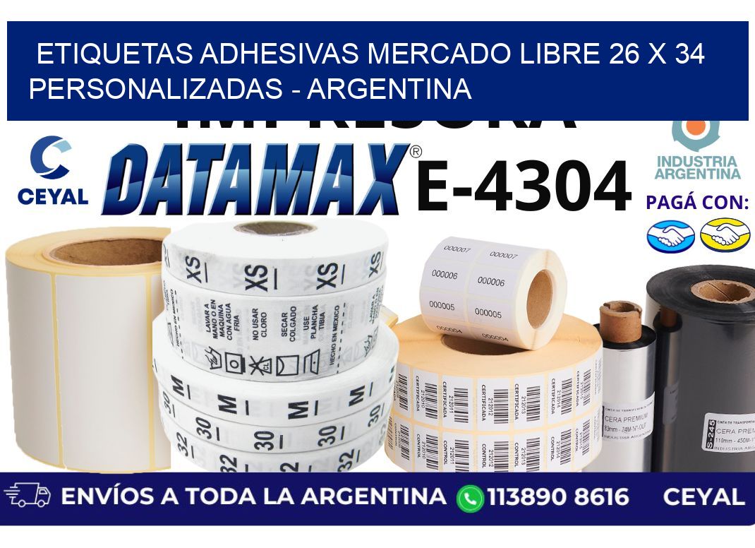 etiquetas adhesivas mercado libre 26 x 34 personalizadas - Argentina
