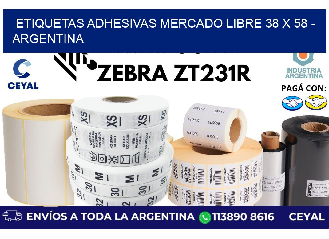 etiquetas adhesivas mercado libre 38 x 58 - Argentina