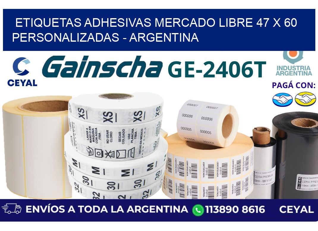 etiquetas adhesivas mercado libre 47 x 60 personalizadas - Argentina