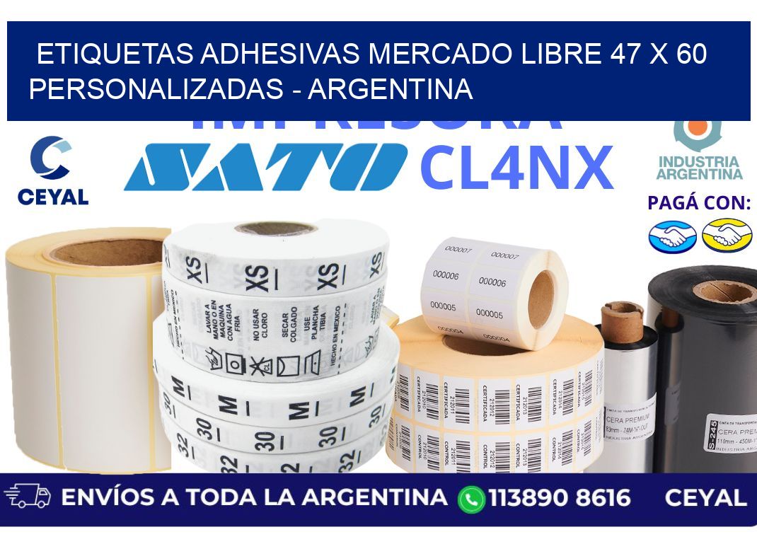 etiquetas adhesivas mercado libre 47 x 60 personalizadas – Argentina