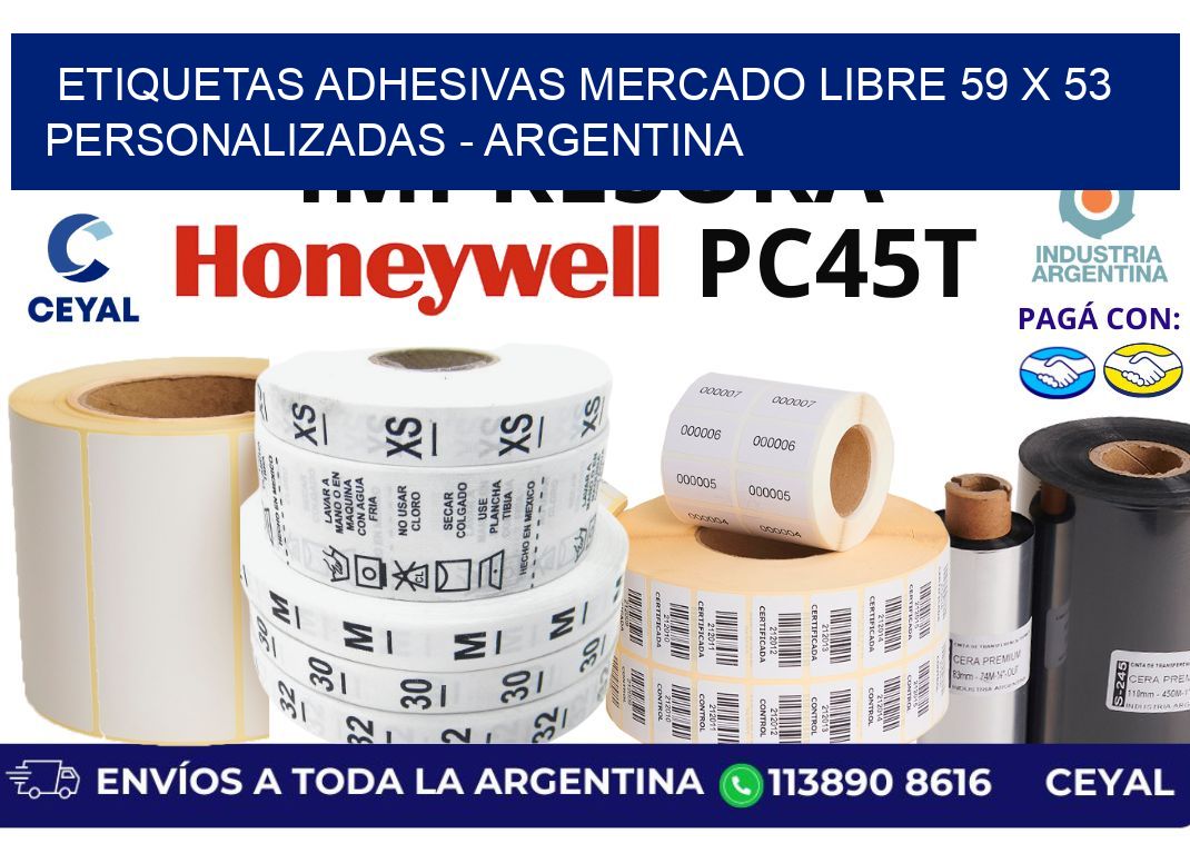etiquetas adhesivas mercado libre 59 x 53 personalizadas – Argentina