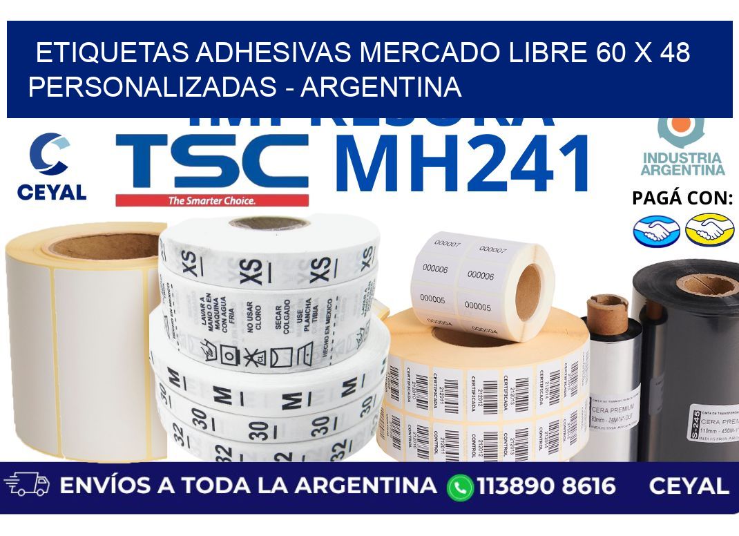 etiquetas adhesivas mercado libre 60 x 48 personalizadas - Argentina