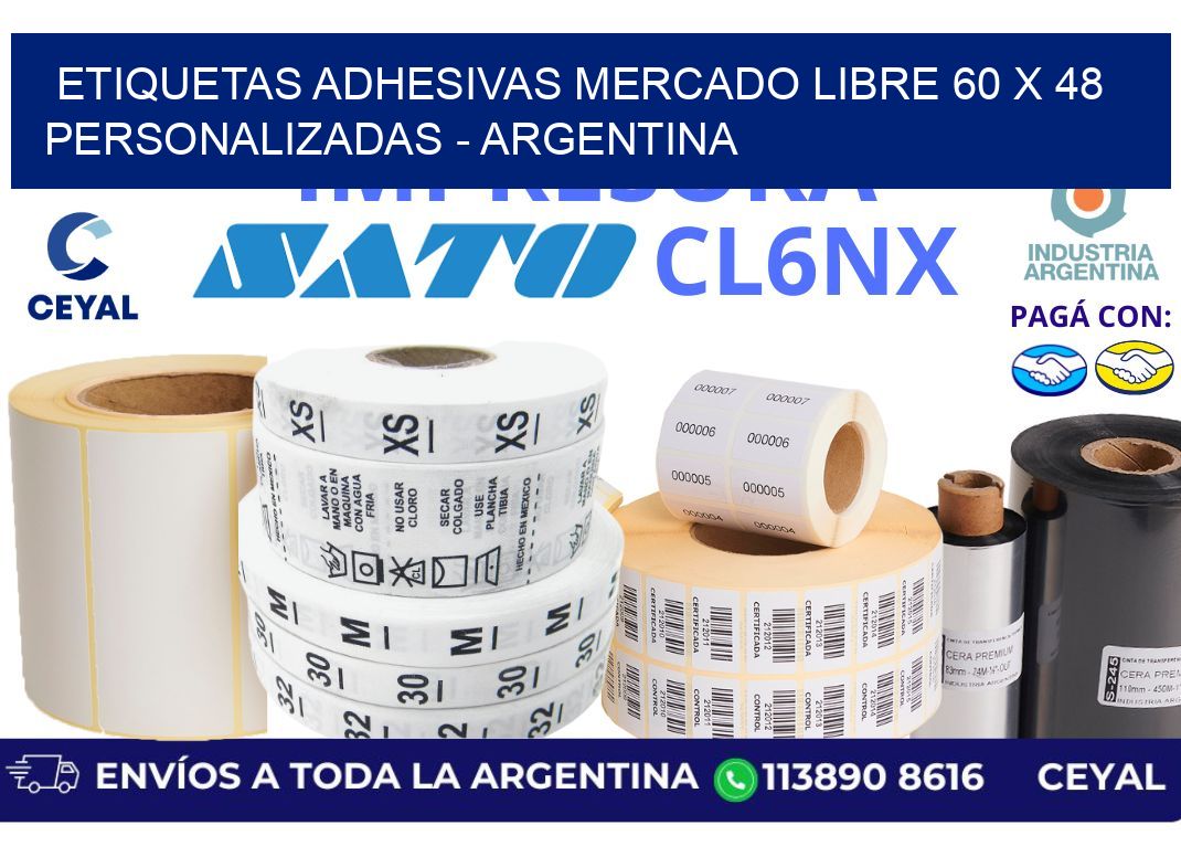 etiquetas adhesivas mercado libre 60 x 48 personalizadas - Argentina