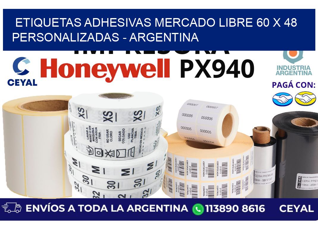 etiquetas adhesivas mercado libre 60 x 48 personalizadas – Argentina