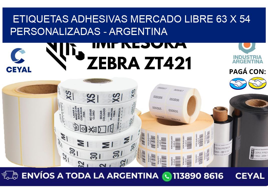 etiquetas adhesivas mercado libre 63 x 54 personalizadas – Argentina