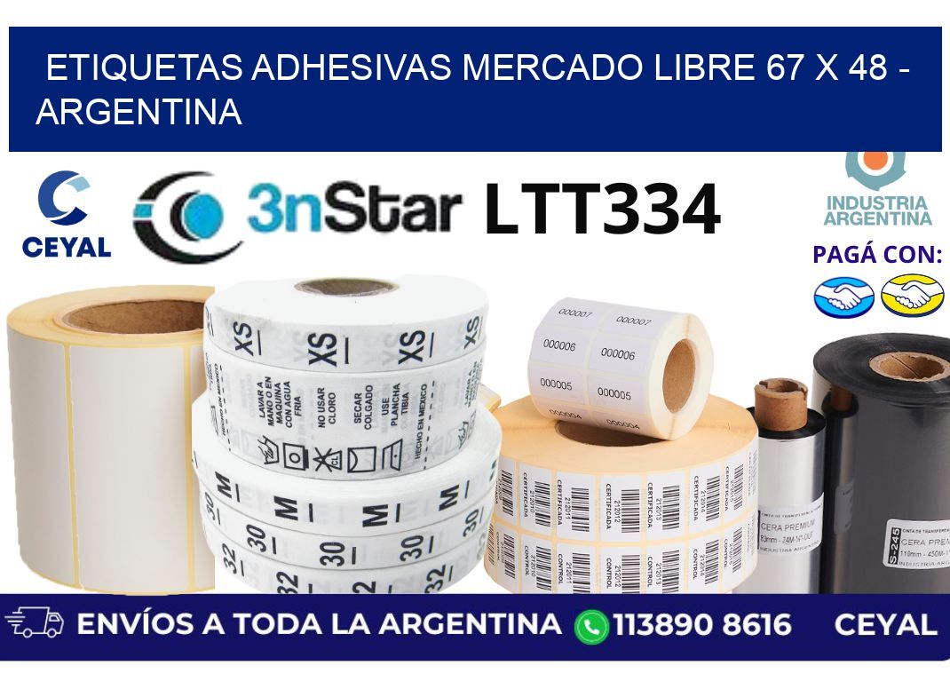 etiquetas adhesivas mercado libre 67 x 48 - Argentina