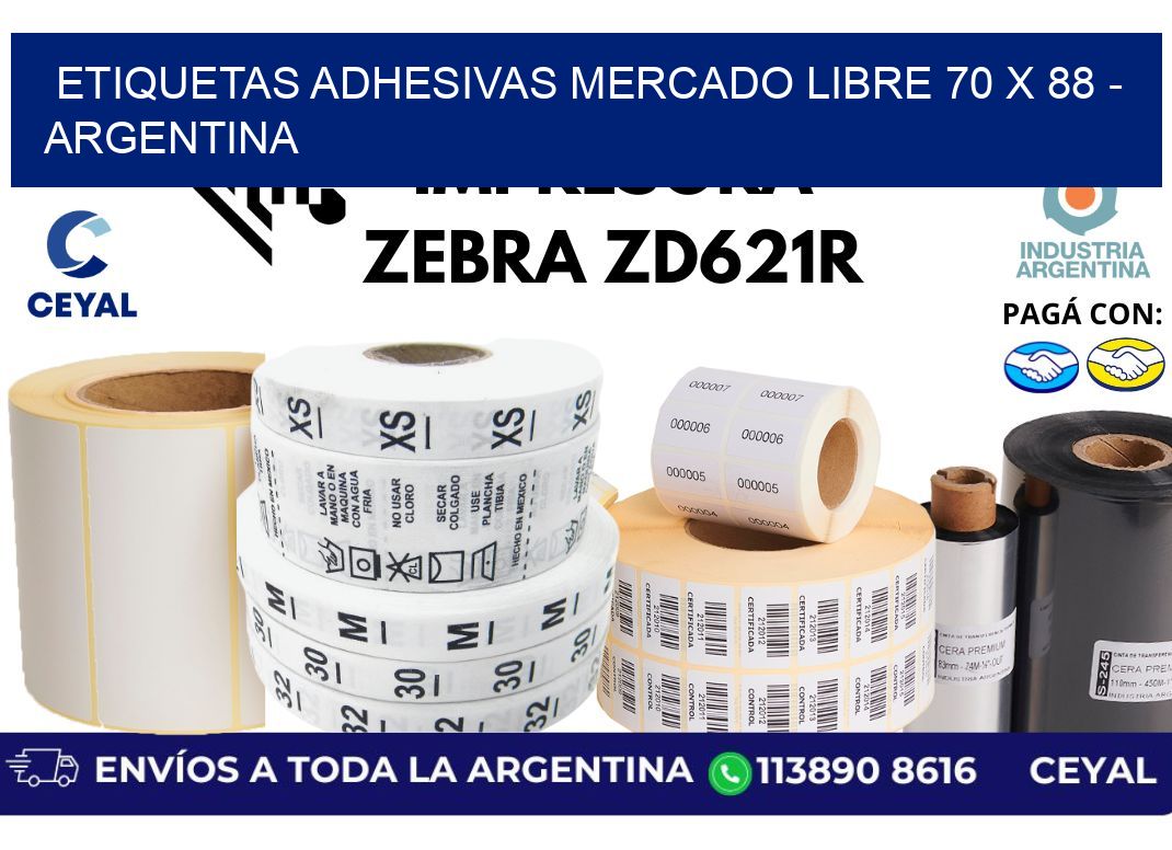 etiquetas adhesivas mercado libre 70 x 88 - Argentina