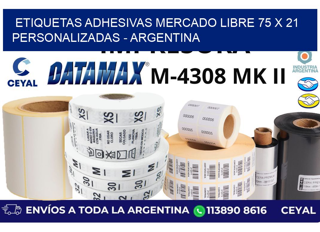 etiquetas adhesivas mercado libre 75 x 21 personalizadas – Argentina