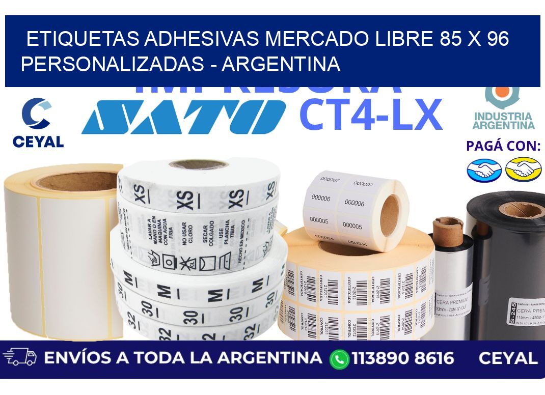etiquetas adhesivas mercado libre 85 x 96 personalizadas - Argentina