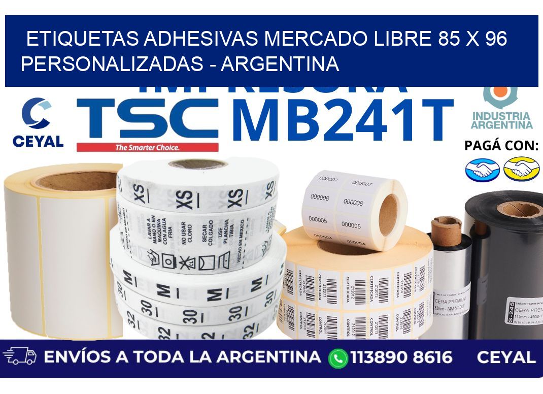 etiquetas adhesivas mercado libre 85 x 96 personalizadas – Argentina