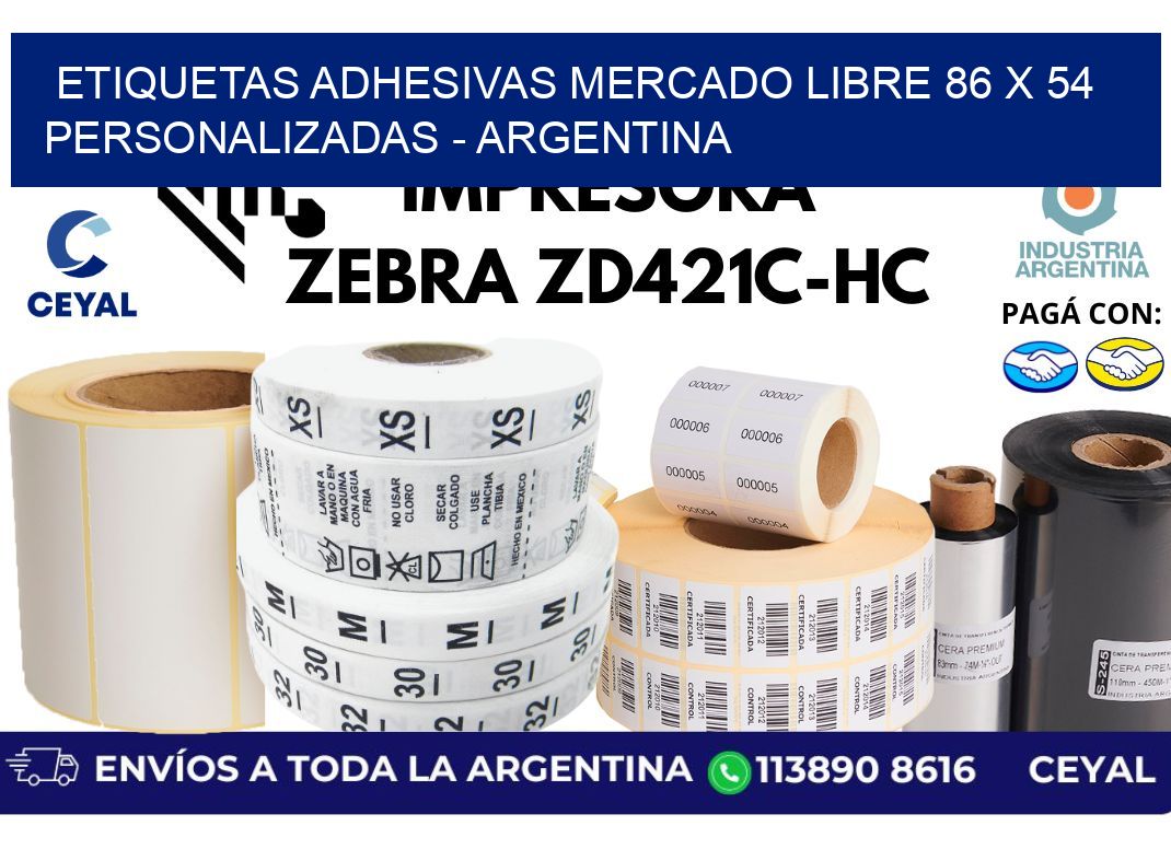 etiquetas adhesivas mercado libre 86 x 54 personalizadas – Argentina