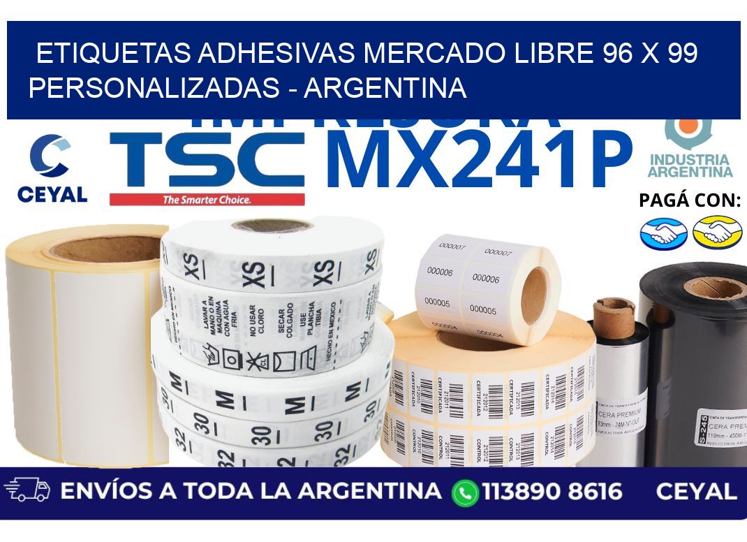 etiquetas adhesivas mercado libre 96 x 99 personalizadas – Argentina