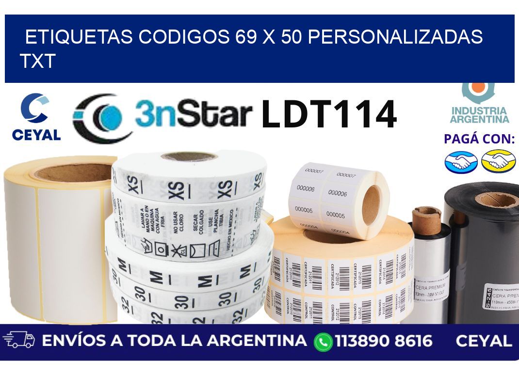 etiquetas codigos 69 x 50 personalizadas txt