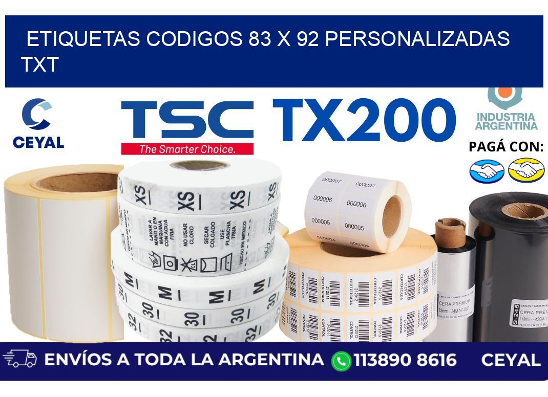 etiquetas codigos 83 x 92 personalizadas txt