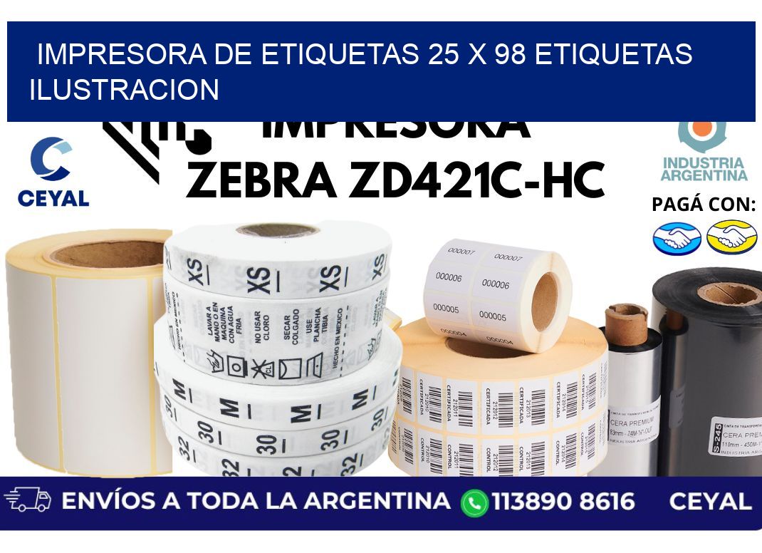impresora de etiquetas 25 x 98 etiquetas ilustracion