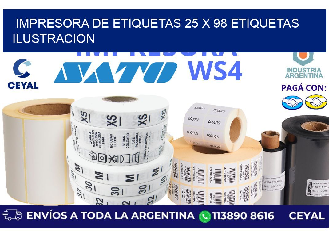 impresora de etiquetas 25 x 98 etiquetas ilustracion