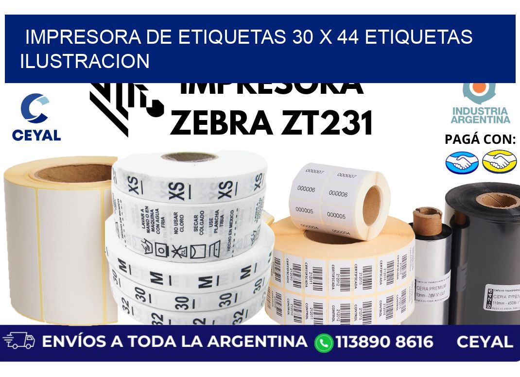 impresora de etiquetas 30 x 44 etiquetas ilustracion