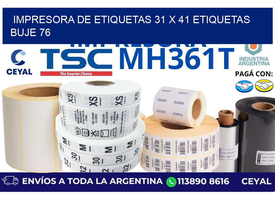 impresora de etiquetas 31 x 41 etiquetas buje 76
