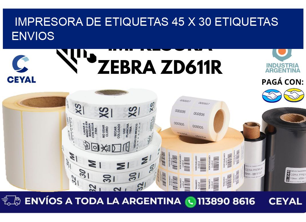 impresora de etiquetas 45 x 30 etiquetas envios