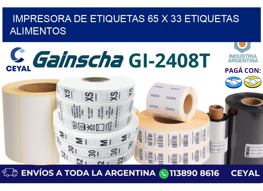 impresora de etiquetas 65 x 33 etiquetas alimentos