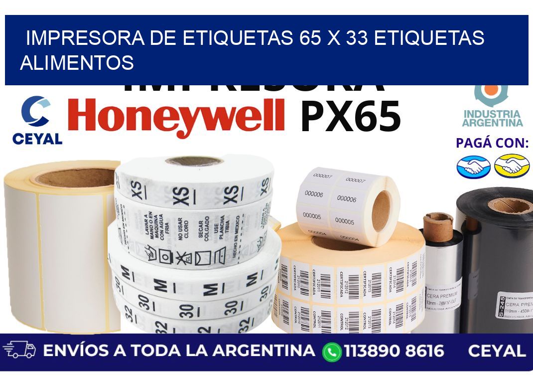 impresora de etiquetas 65 x 33 etiquetas alimentos