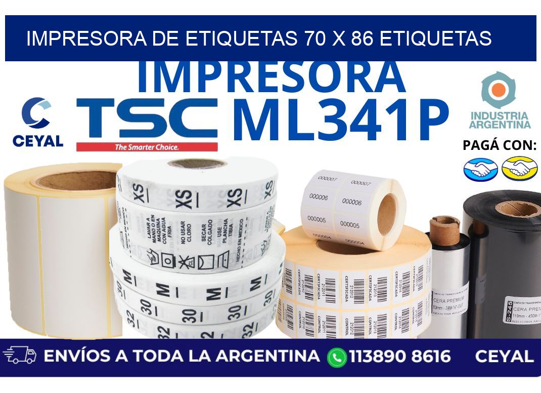impresora de etiquetas 70 x 86 etiquetas
