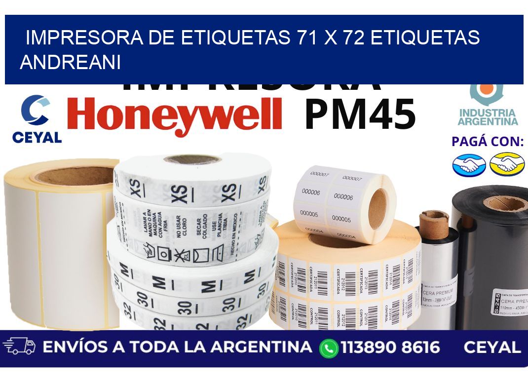 impresora de etiquetas 71 x 72 etiquetas andreani