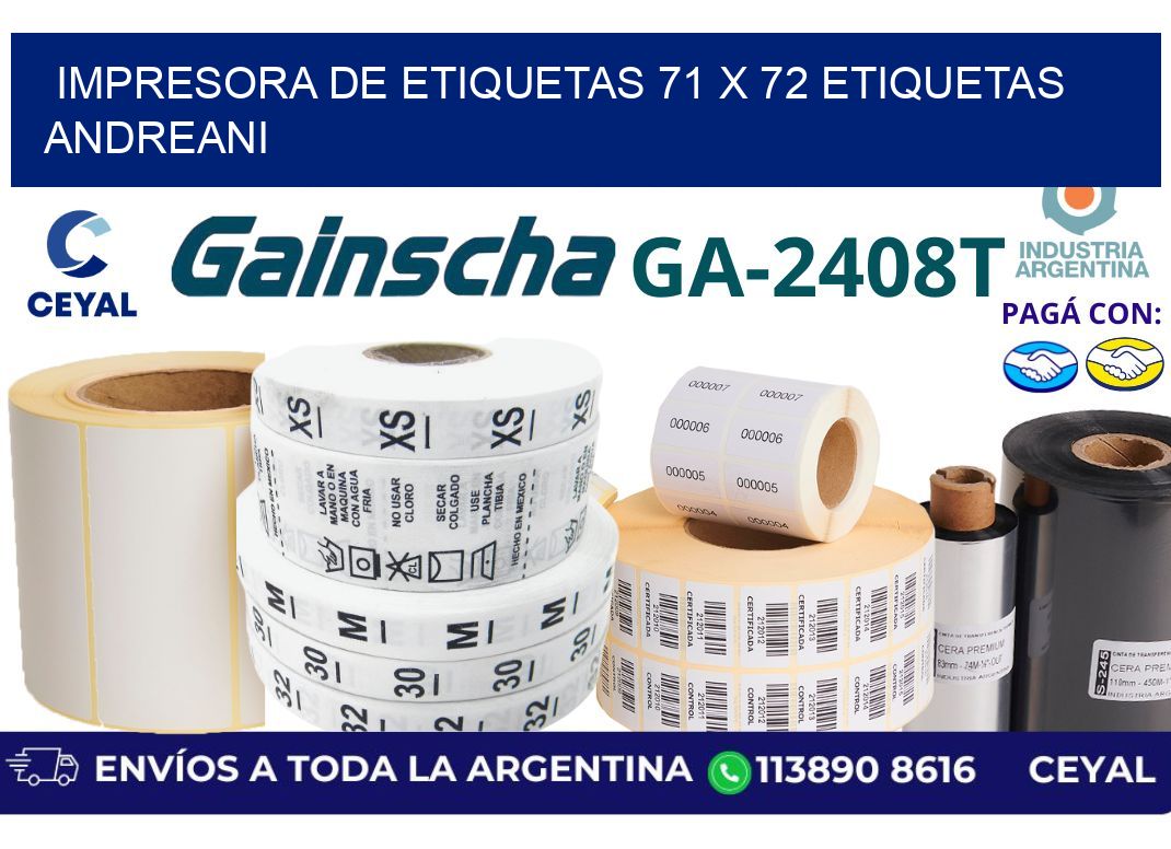 impresora de etiquetas 71 x 72 etiquetas andreani